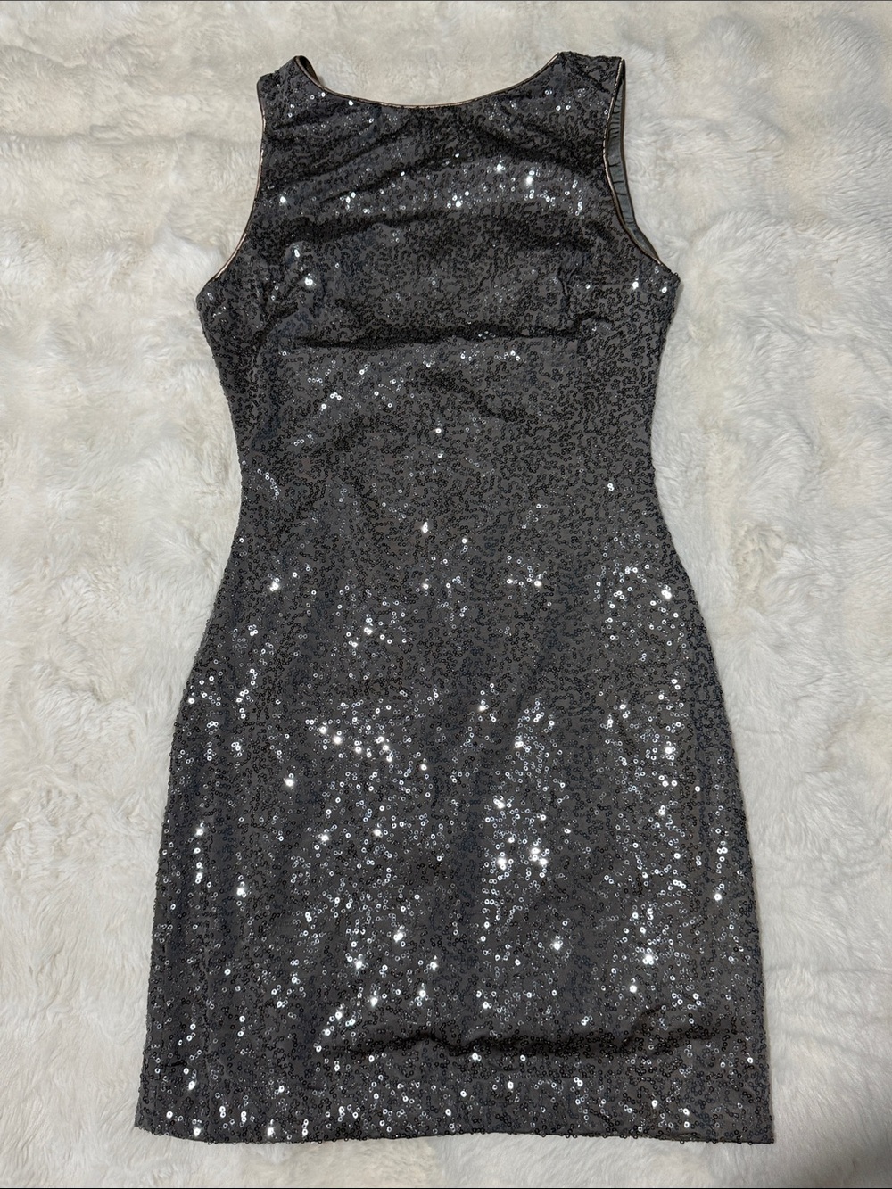 Milena Silver Gray Sequin Mini Dress
